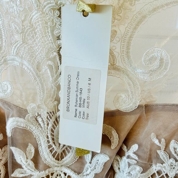 Bronx and Banco Bohemian Summer Dress in White NWT Size M - Picture 10 of 10